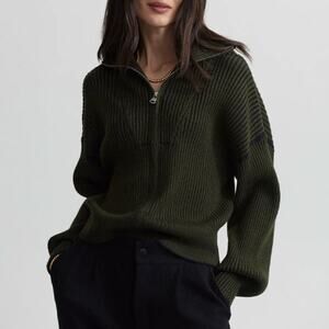 Varley Carmen Rib Knit Zip Up Sweater - Size S